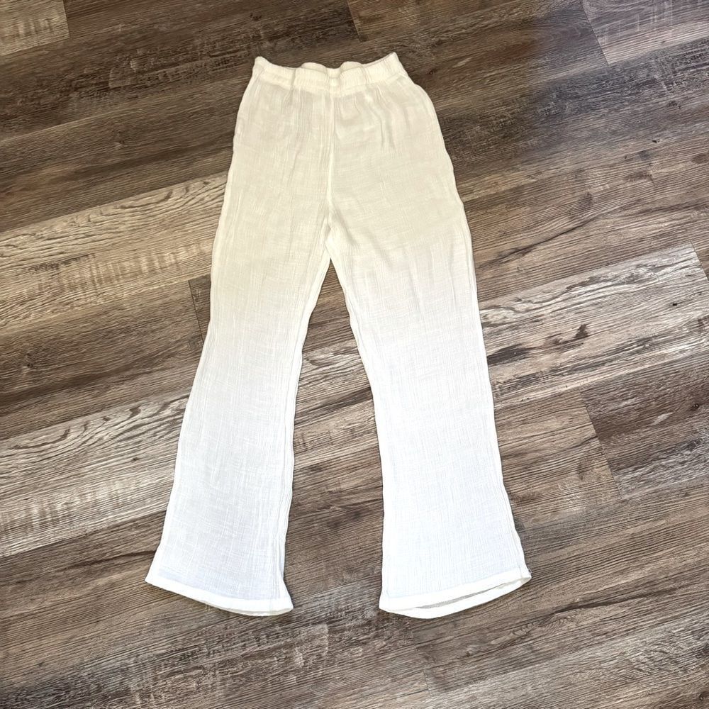 Unbranded White Linen High Waist Pants Size Medium